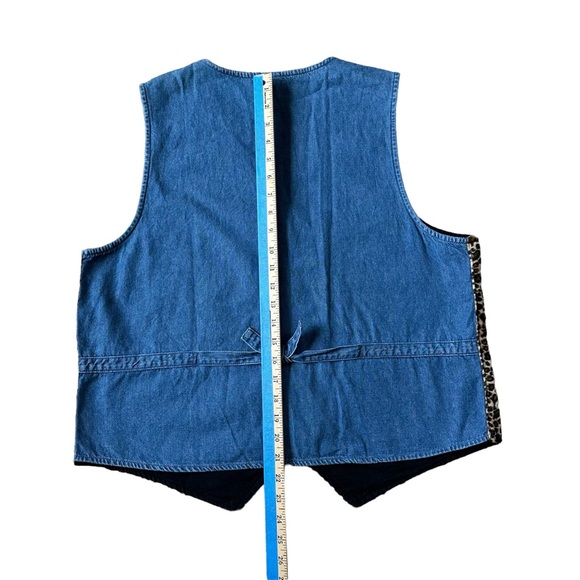 Vintage Cascade Falls Leopard Faux Fur and Denim Vest large - Picture 5 of 5